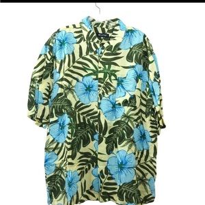 Hawaiian LUAU ALOHA Vintage Hibiscus FLORAL MARGARITAVILLE button down shirt